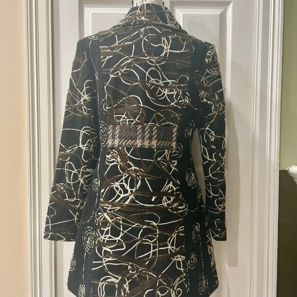 COAT BLAZER RARE Y2K FOREST GRUNGE SCRIBBLE PATTERN YARN RITUAL AESTHETIC R - Picture 4 of 17